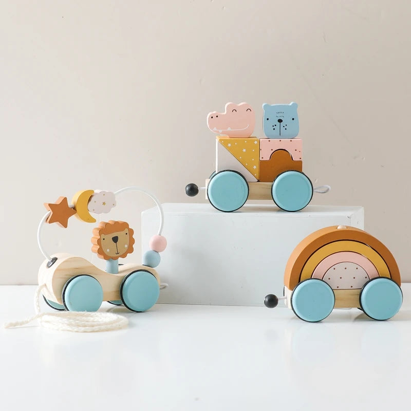Wooden Montessori Animal Car Toy