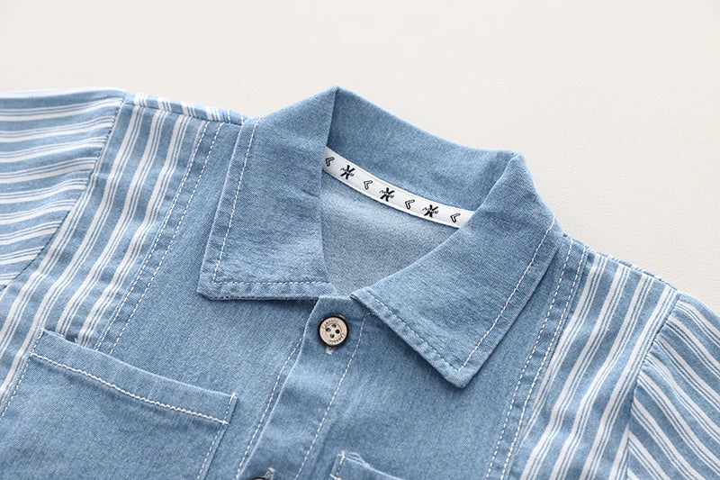 Boy's Denim Shirt & Shorts Set