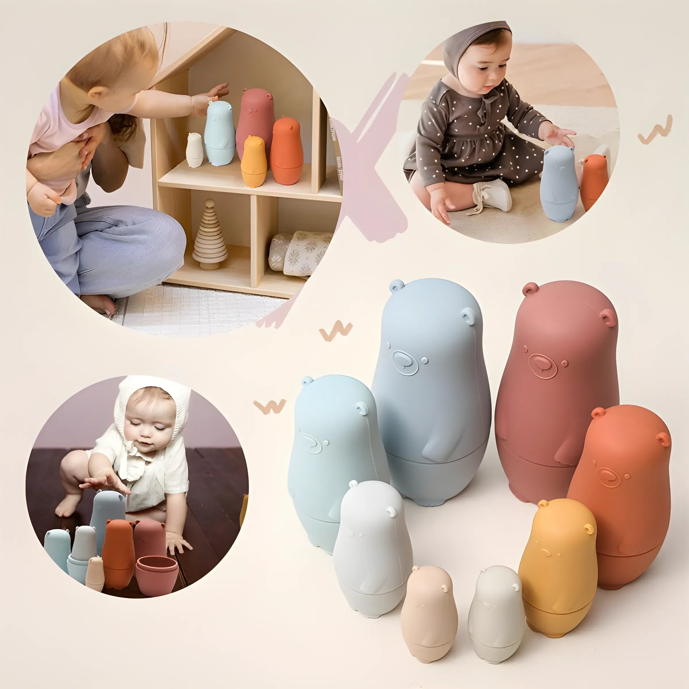 5pcs Silicone Stacking Bear Toy
