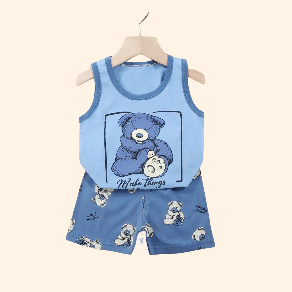 Boy's Cartoon Vest & Shorts Set