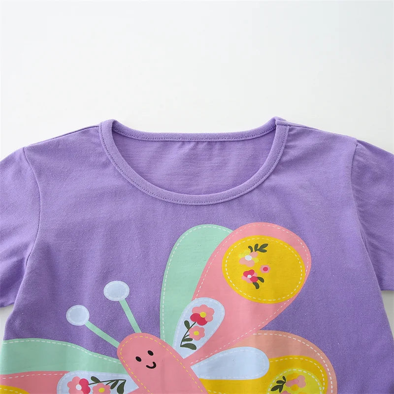 Girl's Butterfly Print T-shirt