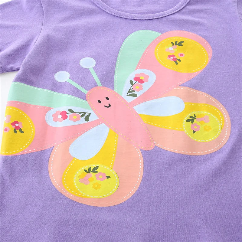 Girl's Butterfly Print T-shirt