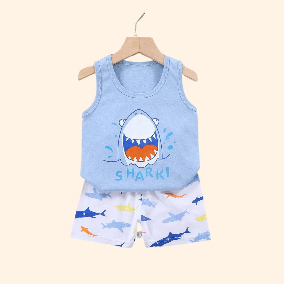 Boy's Cartoon Vest & Shorts Set