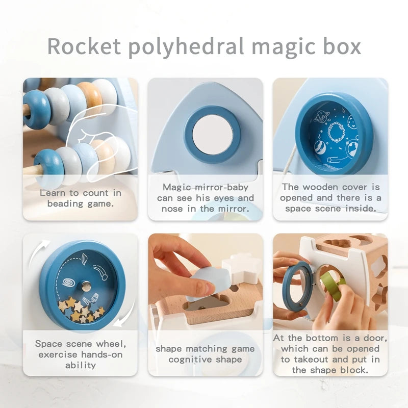 Wooden Rocket 5-in-1 Toy